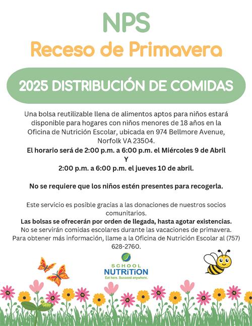 Spring Break Food Distribution Spanish